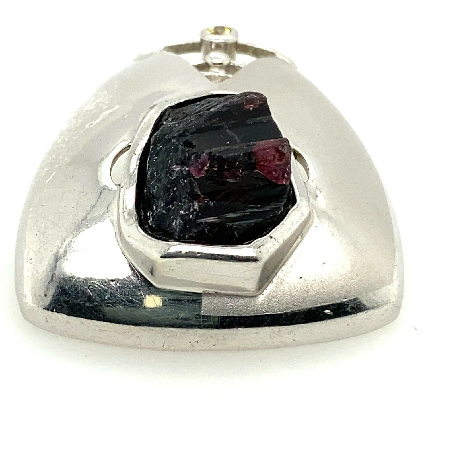 Tourmaline Crystal & Citrine 925 Sterling Silver Pendant