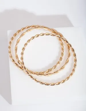 Triple Twist Gold Bangle Set