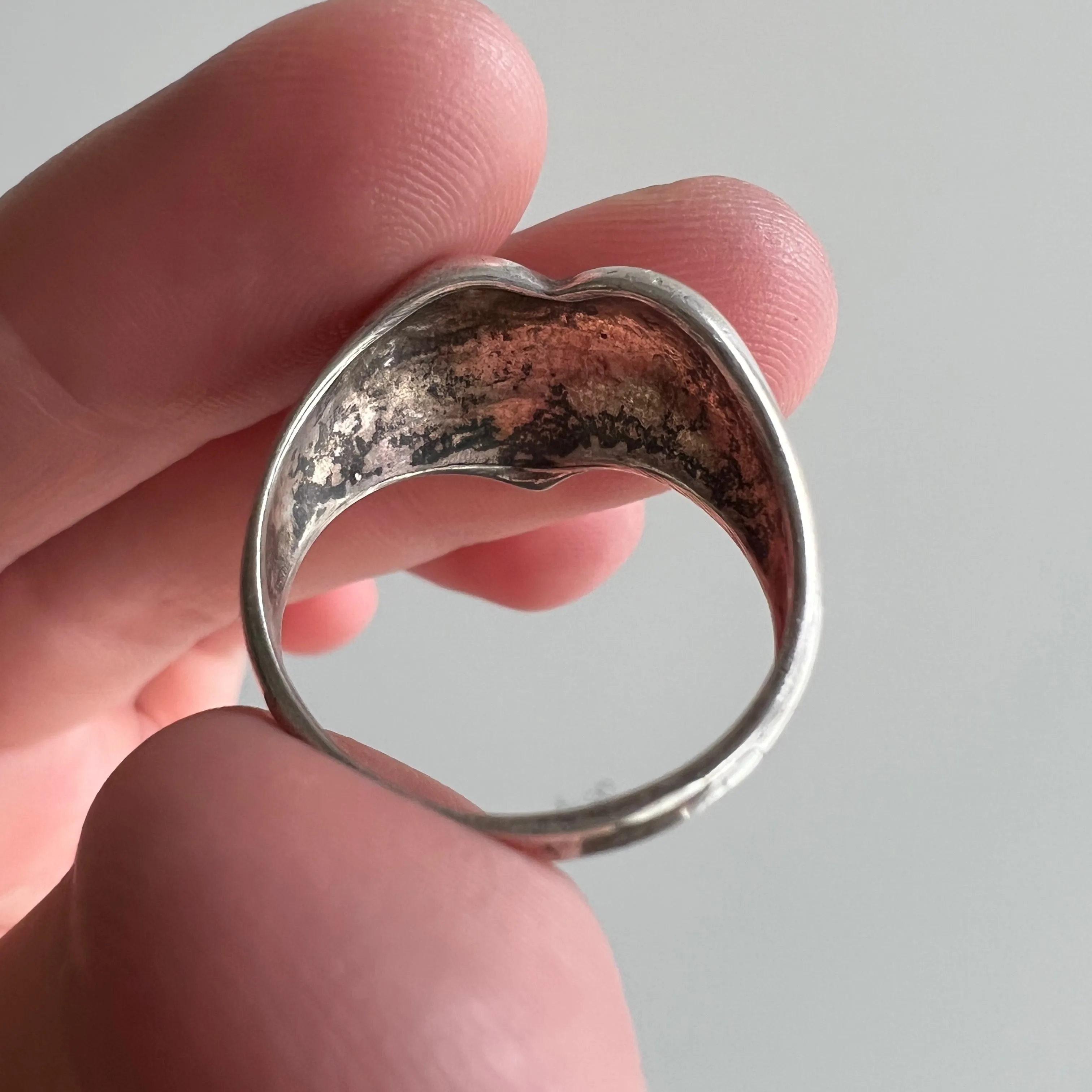 V I N T A G E // puffy love / sterling silver puffy heart ring / size 8.25