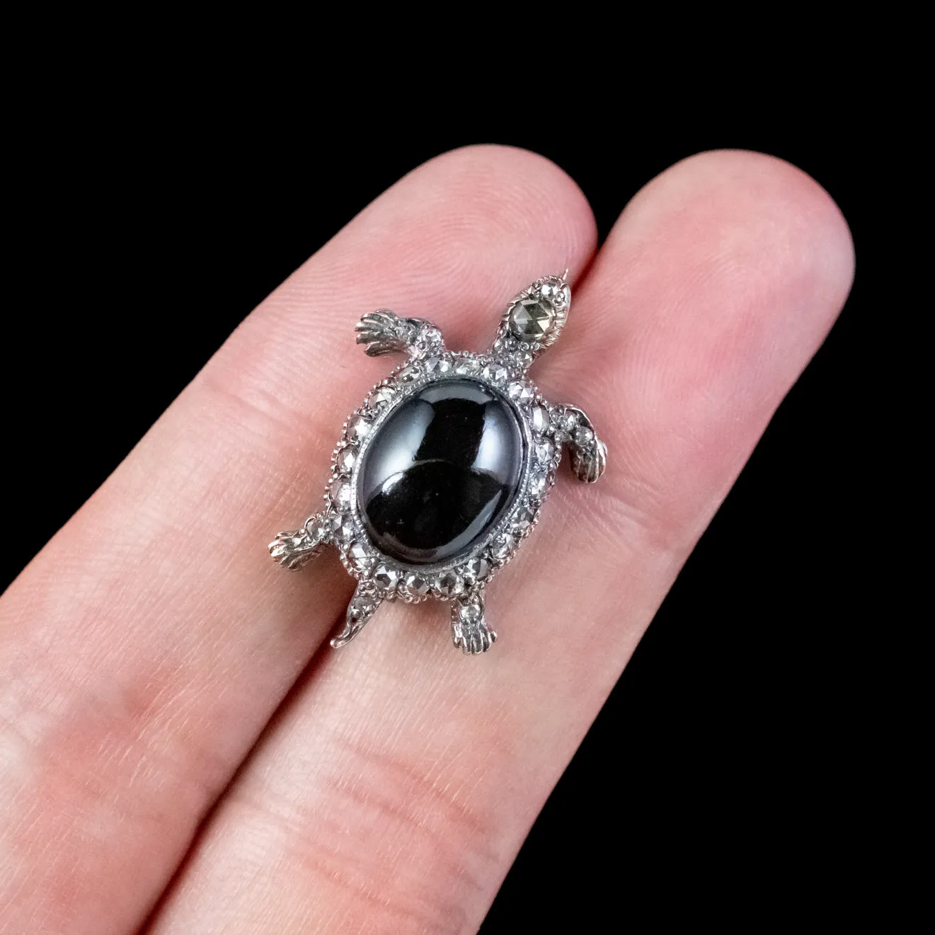 Victorian Style Garnet Diamond Tortoise Brooch 6ct Garnet