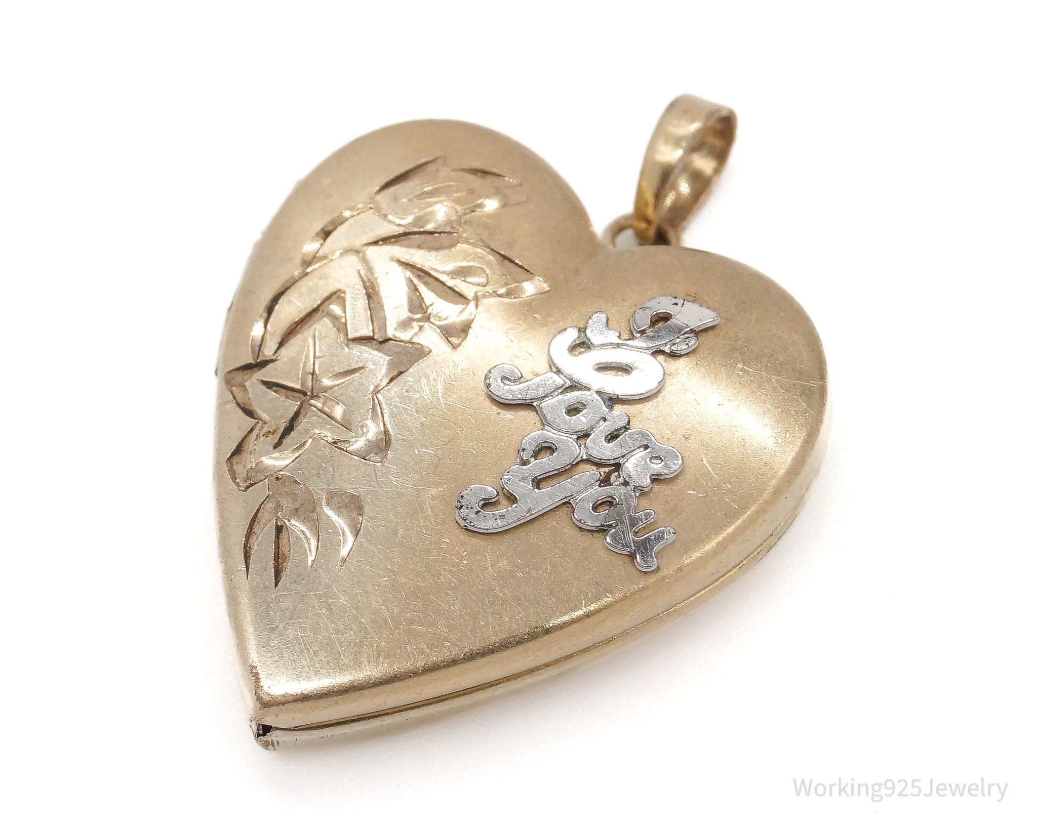 Vintage 14K Gold Filled "I Love You" Heart Locket Pendant