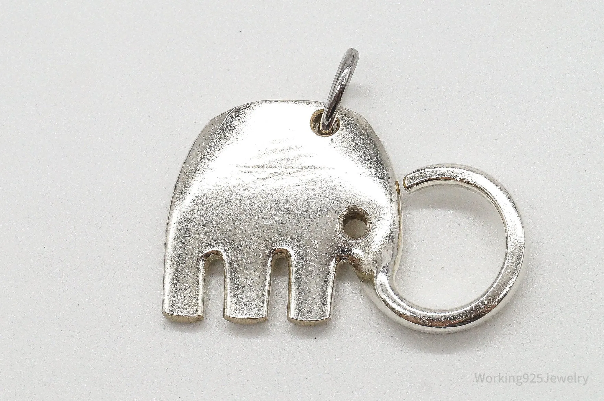 Vintage Elephant Shape Cut Sterling Silver Plated Fork Pendant