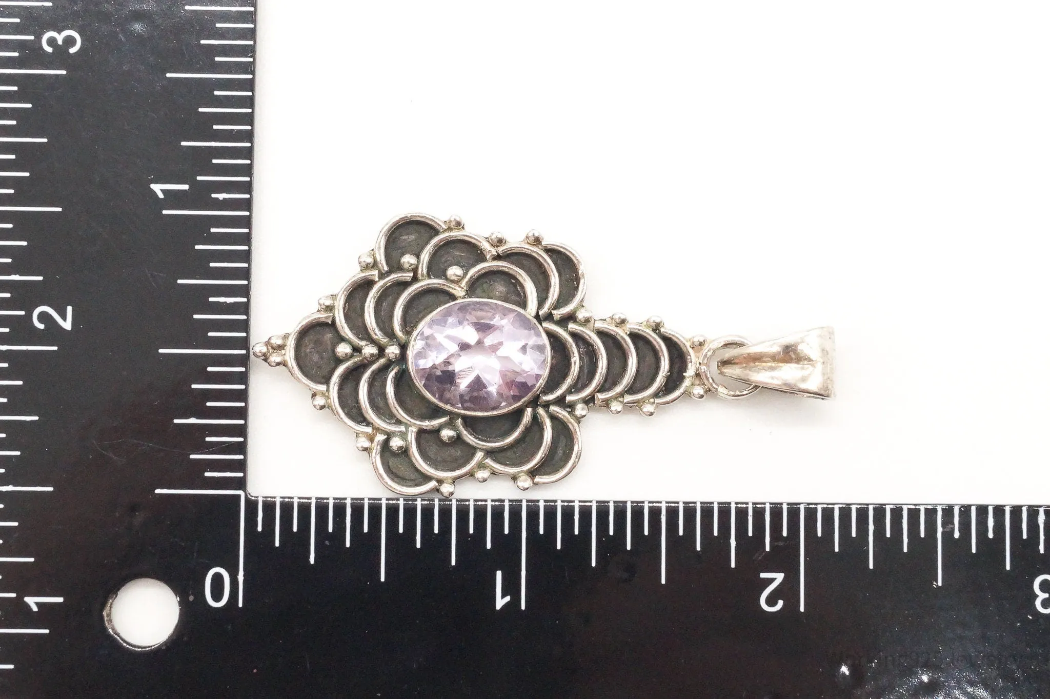 Vintage Large Purple Amethyst Sterling Silver Pendant