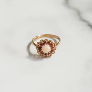 Vintage Lottie Opal & Garnet Cluster Ring | Size P | Solid 9ct Gold