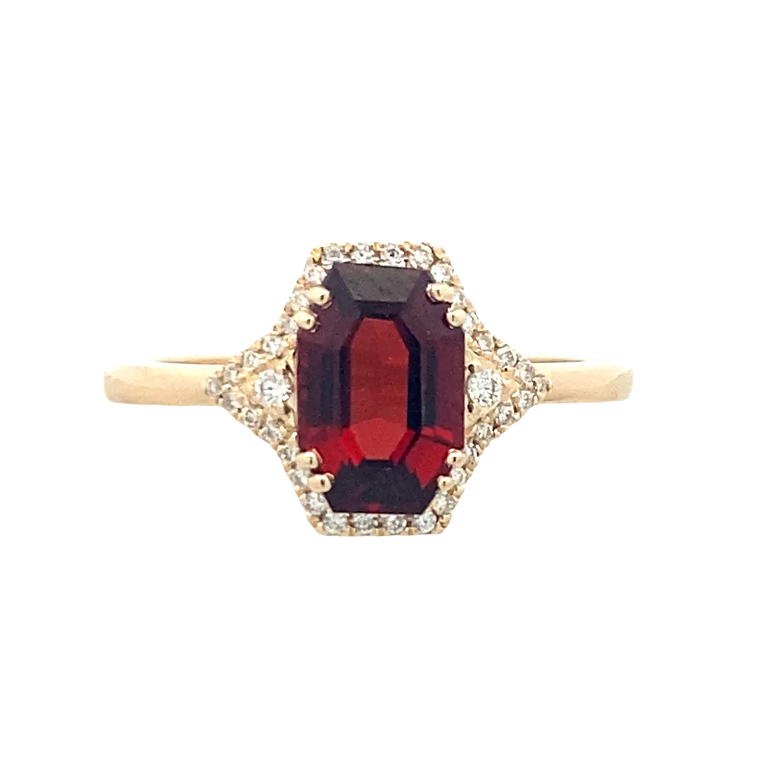 Yellow Gold Garnet & Diamond RIng