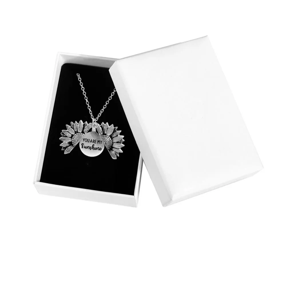 You Are My Sunshine Engraved Sunflower Locket Necklace